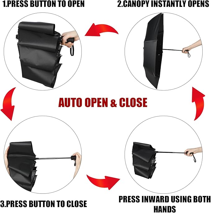 Jexine 6 Pcs Windproof Travel Umbrella for Rain Compact Small Automatic Lightweight Portable Umbrella for Men Women Backpack