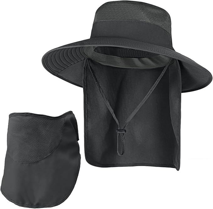 Sun Hats for Men Women Fishing Hat UPF 50+ Breathable Wide Brim Bucket Hats Summer UV Protection Safari Hat with Neck Flap