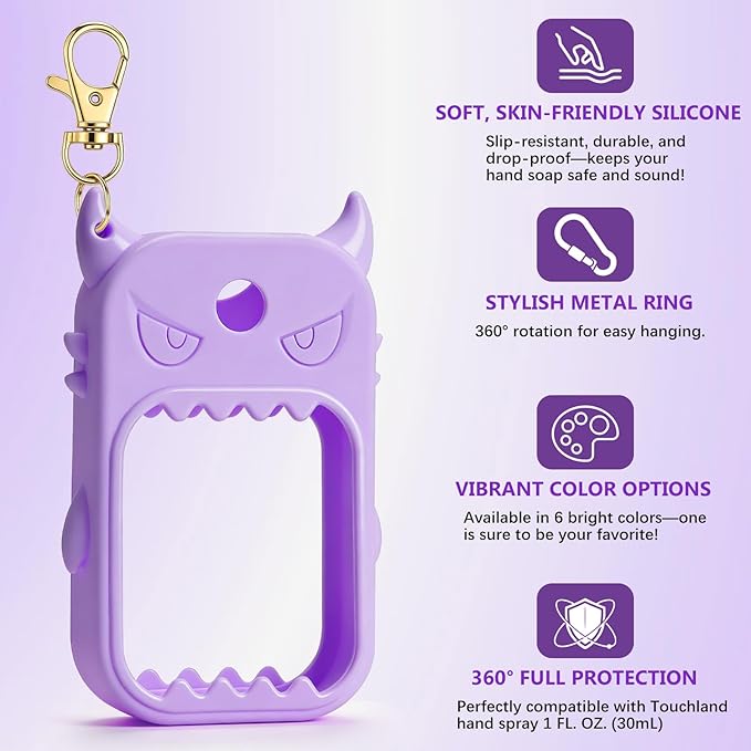 JAMIEWIN Spray Hand Sanitizer Silicone Case Compatible with Touchland Hand Sanitizer 1 FL OZ Holder Accessory with Keychain