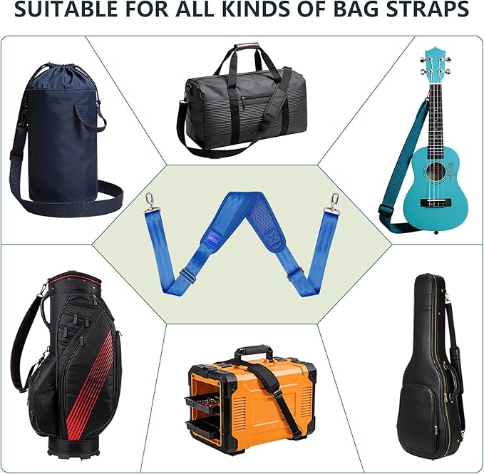 67 Inch Shoulder Straps, Soft with Ultra-Thick Fixed Shoulder Pad, Two Way Independently Adjustable Buckle Replacement Straps for Laptop Bag Messenger Bag Tool Bag Luggage,Blue