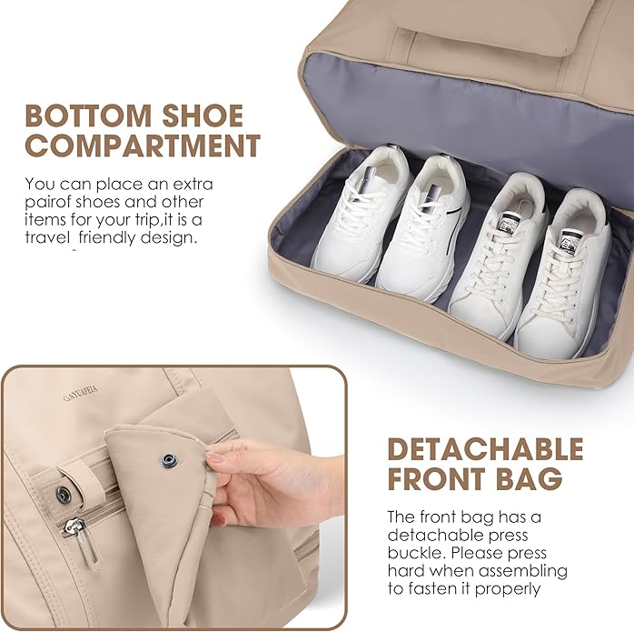 Women's Weekender bag Travel Duffel Bag with Shoe Compartment 21-inch Airline-Approved Carry-On, 2-Piece Overnight Bag Set Personal Item Luggage