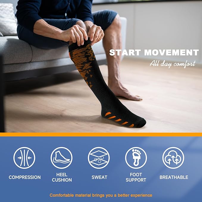 cerpite Compression Socks for Women & Men 6 Pairs Knee High Compression Socks 20-30 mmhg Best for Running,Nurse,Travel