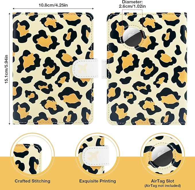 Passport Holder with Airtag Slot, RFID Blocking Leather Cover Wallet for Travel Essentials, Cute Passport Book with Magnetic Buckle, Travel Accessories for Women