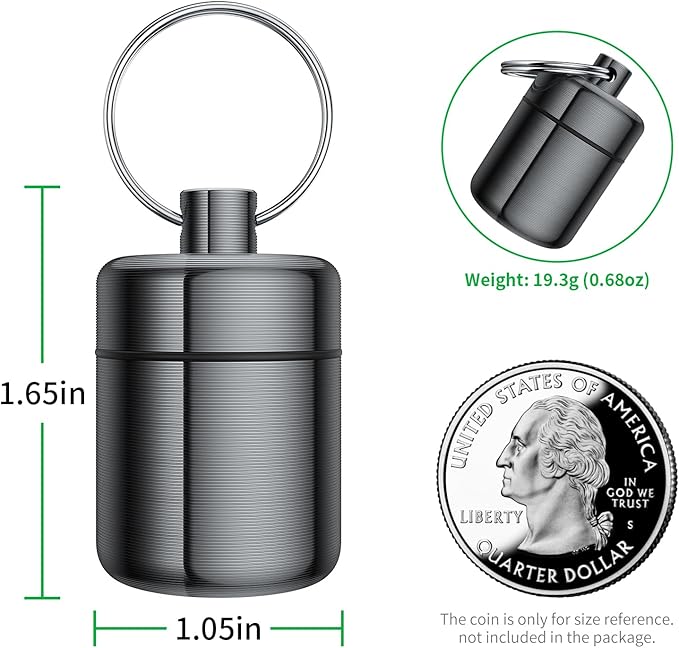 Urekt Ear Plug Carrying Case Keychain(2 Pack), Small Waterproof Metal Earplug Case Ear Plug Holder Container Great for Earplugs, Pills Case Pill Box and Jewelry Holder