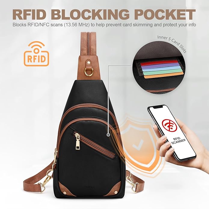 SYTRAH Anti Theft Sling Bag for Women, RFID Crossbody Purses Convertible Sling Backpack, Cross Body Purse Chest Bag