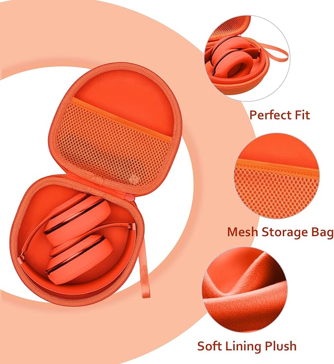 Headphone Headset Case for BERIBES/Skullcandy/Yoto/Beats/JBL/JLab/TOZO//Picun/KVIDIO Noise Cancelling Over-Ear Foldable Headphone (Orange)