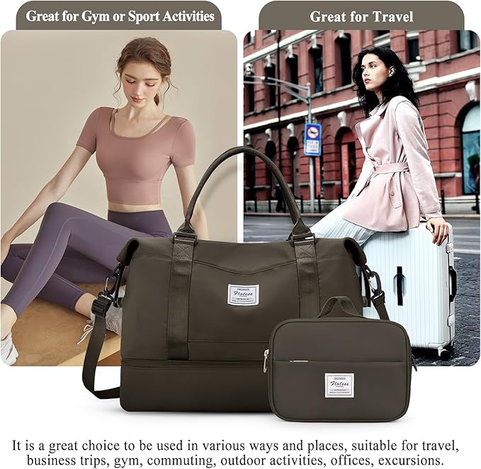 Weekender Bags for Women,Personal Item Travel Bag with Shoes Compartment,Overnight Travel Duffel Bag with Toiletry Bag