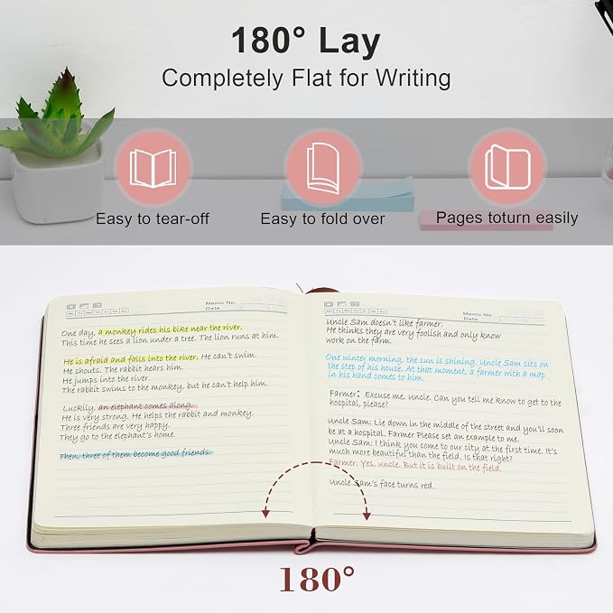 Fetinar Aesthetic Lined Journal Notebook for Women,300 Pages Softcover Leather Lined Journal Notebook,300 Pages Daily Journal, College Ruled Notebook for Work School, Note Taking 5.75'' X 8.38'' Pink