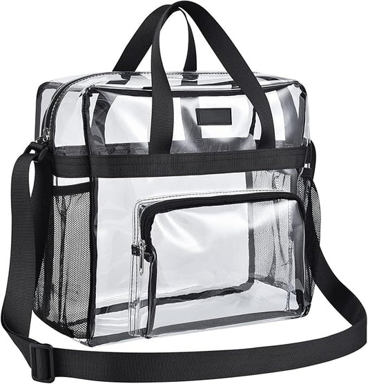 Bagenius Clear Tote Bag Stadium Approved, Game Day Satchel Bag with ‌Non-detachable Reinforced Strap for Concert, Work, Sport
