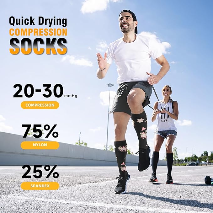 cerpite Compression Socks for Women & Men Circulation 8 Pairs Compression Socks 20-30 mmhg Best for Running,Nurse,Travel