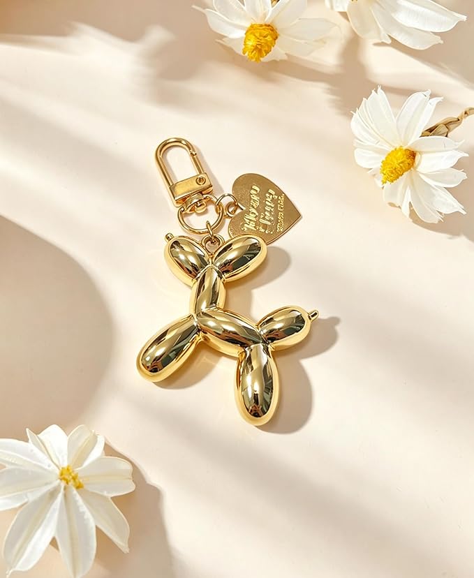 LAEKOU Jelly Balloon Dog Design Keychain for Women, Cute Girls Key Chain, Bag Charms Accessories for Car Purse Backpack