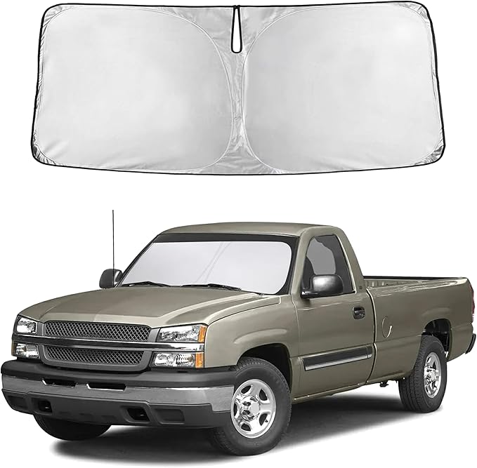 Autovir Windshield Sun Shade Fit for 1999-2004 2005 2006 Chevrolet Silverado 1500 Sunshade, Front Car Window Shades Sun Visor, Blocks UV Rays & Heat, Car Accessories