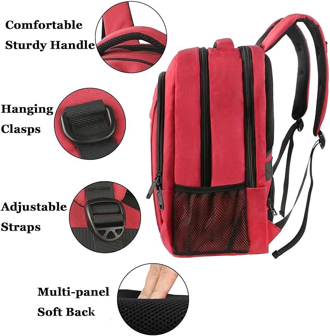 MATEIN Laptop Backpack for Women, Water Resistant College School Bookbag Fits 15.6 Inch Computer for Student Supplies & Accessories, Anti Theft Sturdy Underseat Personal Item Travel Backpack, Red