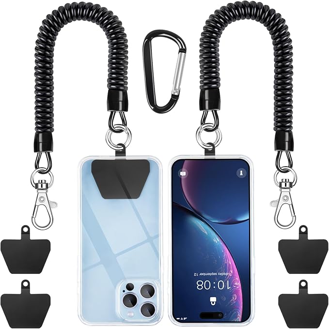 SHANSHUI Phone Lanyard Tether, Stretchy Phone Strap Patch Anchor Outdoor Climbing Hook Compatible for Most Smartphones