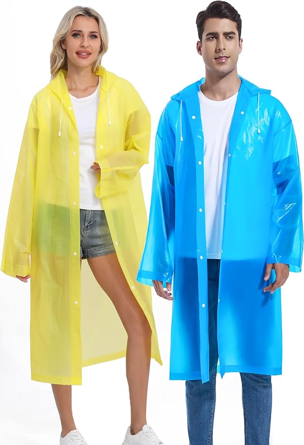 2PCS Rain Ponchos for Adults Reusable Rain Coats for Adults Rain Jackets Raincoats for Men Women