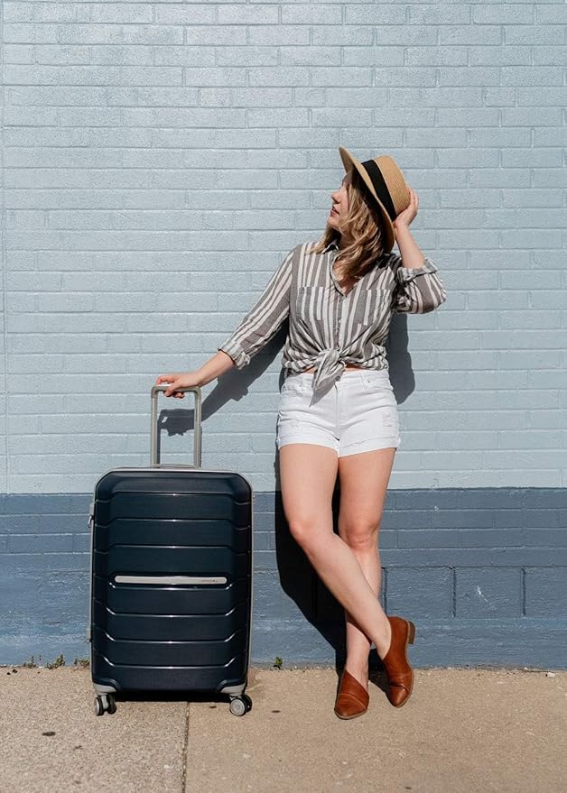 Samsonite Freeform 2-Piece Luggage Set - Carry-On & Large Checked Luggage with Dual Spinner Wheels - Durable Polypropylene Hardshell - TSA Lock, Airline-Approved - Expandable Hard Shell - Navy