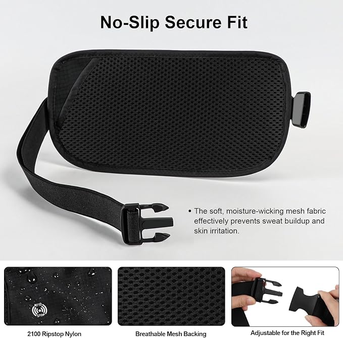 XIEEAOZEE Travel Money Belt, Travel Waist Wallet with RFID Blocking & Hidden Fanny Pack for Men and Women, Hidden Passport Holder to Protect Credit Cards, Passports and Documents