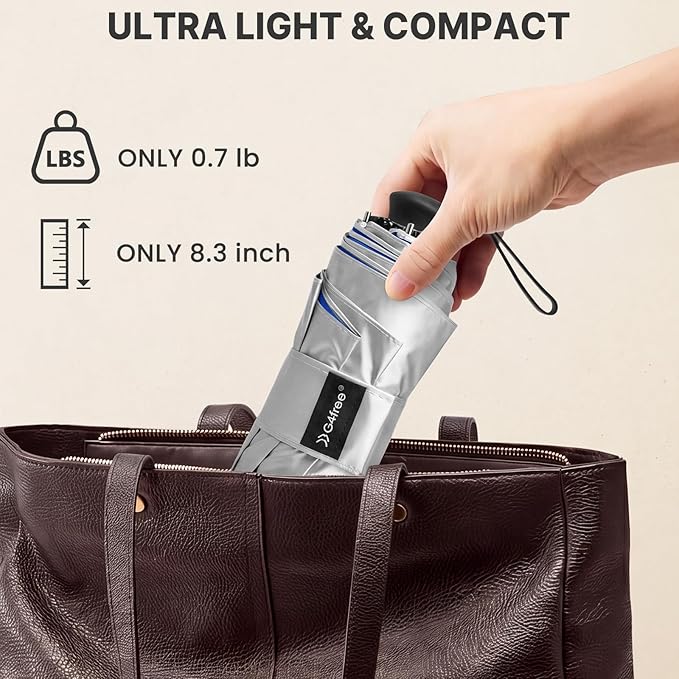 G4Free 46 Inch Mini Travel Umbrella with Retractable Handle, Pocket Size Umbrellas for Sun Rain. UV Protection UPF 50+, Small Compact Umbrella