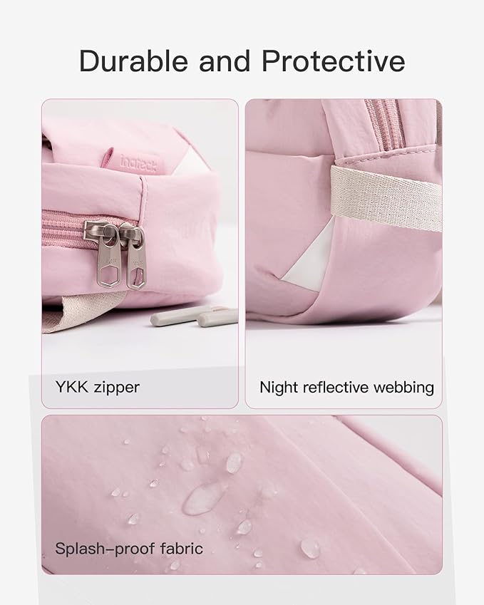 Inateck Sling Bag X-Mini, Durable Fanny Pack with RFID Blocking, Water-resistant Belt Waist Bag with Quick-adjust Strap, Stylish Waist Pack for Men, Women, Travel, Hiking, Cycling, Work, Sports, Pink