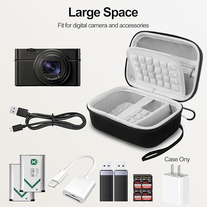 EMART Digital Camera Case, Protective Small Camera Bag for Kodak Pixpro Fz55，Cannon G7 X Mark III(Fits Cameras <6"x4"x1.85") - Lightweight & Durable Camera Case for CAMKORY/Lecran/VJIANGER(Case Only)