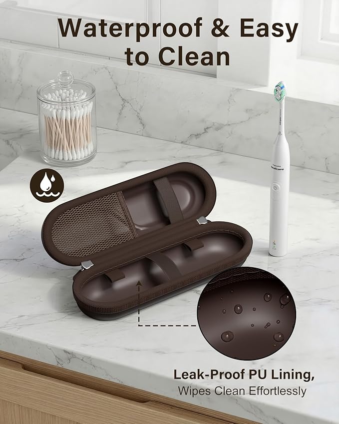 ProCase Toothbrush Travel Case for Oral-B/Oral-B Pro 1000 1500 5000 7000 7500 6000 9600/Philips Sonicare 4100 5100 1100 6100 5300 Oral-B iO Electric Toothbrush Portable Hard Container -Chocolate