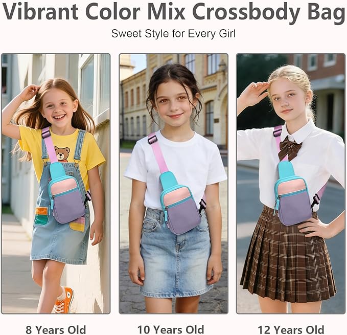 Birthday Gifts for 8 9 10 11 12 Year Old Teens Girls Kids, Fanny Pack Crossbody Bag Sling Belt Bags Purse, Dorm Travel Essentials for Girls Fashion, Preppy Tween Teen Girl Gift Trendy Stuff