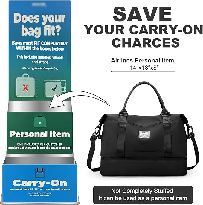 Travel Duffel Bag with Shoes Compartment, Overnight Weekender Bags for Women,Carry on Personal Item Bag