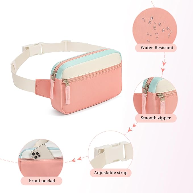 Fanny Pack Birthday Graduation Gifts for 7 8 9 10 11 12 13 Year Old Teen Girls Her Kids, Preppy Cute Trendy Stuff Colorblock Crossbody Bag Adjustable Belt Bags for Travel Essentials