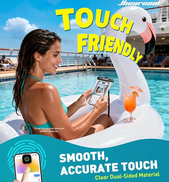 Hiearcool Waterproof Phone Pouch, Waterproof Phone Case, IPX8 Cellphone Dry Bag Compatible for iPhone 17 16 15 14 13 Pro Max Plus Cellphone Up to 8.3", Beach Essentials for Travel-Clear-4Pack