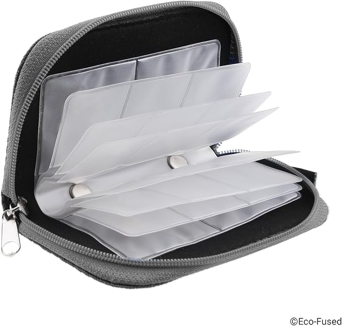 Eco-Fused Memory Card Case - Fits up to 22x SD, SDHC, Micro SD, Mini SD and 4X CF - Holder with 22 Slots (Black & Grey / 22 Slots - 2 Pack)