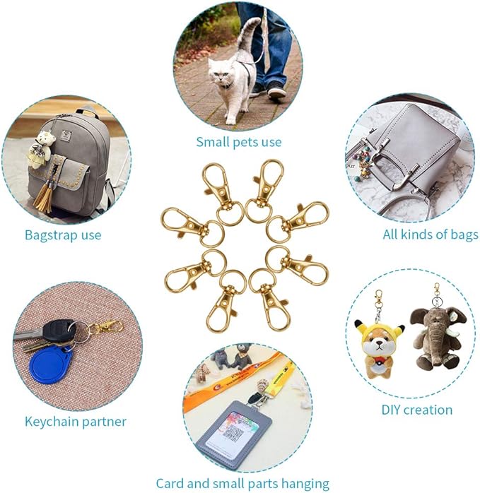 HXSEMAYIG 100PCS Keychain Hooks with Key Rings，Metal Swivel Lobster Claw Clasps, for Keychain Clip Lanyard, Jewelry Making, Crafts