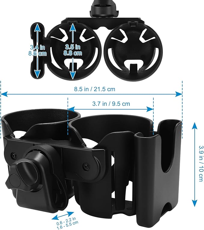 Accmor Stroller Cup Holder, Universal Cup Holder for Walker Wheelchair Bike, 360° Rotatable Stroller Cup Holder Attachment Accessories for Walker, Wheelchair, Scooter