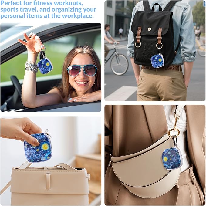 Earbud Case, Personalised Patterned Portable EVA Headphone case Cell Phone Accessories Organizer with Carabiner for Wired/Wireless Earphone, Earbud, Earpieces, SD Memory Card, Camera Chips
