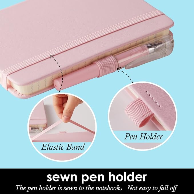 NIRMIRO Small Notebook Journal with Pen, Mini Pocket Notepad for Women, Small Pocket Size Note pads for Note Taking, Pink, Yellow, Sky Blue Note Book