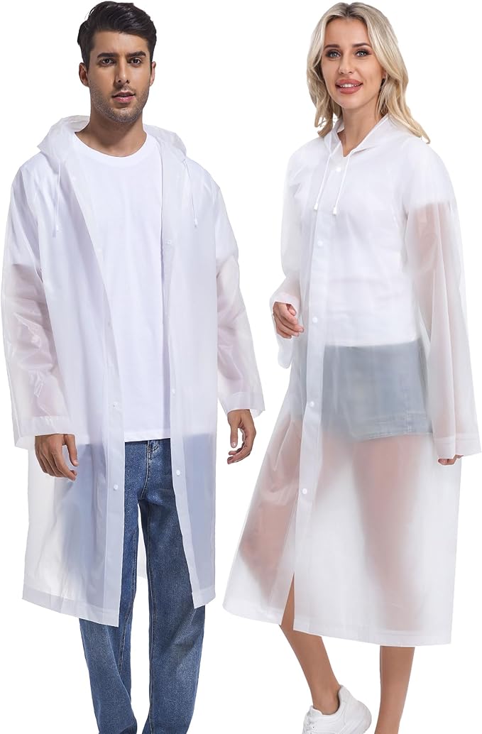 2PCS Rain Ponchos for Adults Reusable Rain Coats for Adults Rain Jackets Raincoats for Men Women