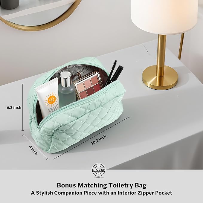 STOVER Women’s Convertible Garment Duffel Bag for Travel – 2-in-1 Carry-On Weekender/Overnight Tote - Wrinkle-Free Dresses, Suits & Clothes + Shoe Compartment & Bonus Toiletry Bag (Coastal Mint)
