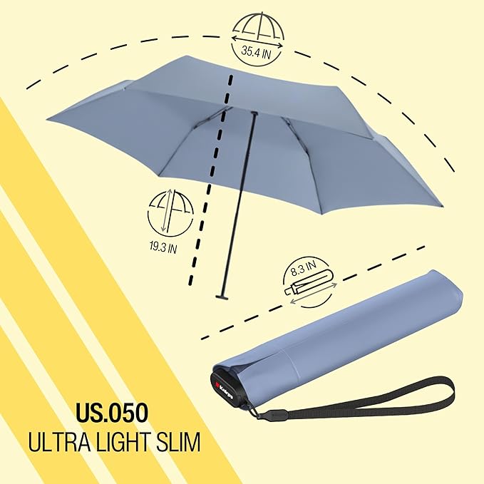 Knirps US.050 Ultra Light Pocket Size Manual Rain Umbrella with Carrying Case