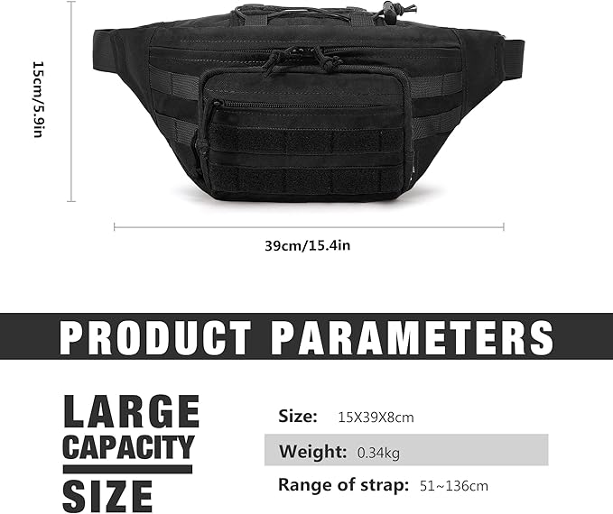 Mardingtop Tactical Fanny Pack for Men, Military Crossbody Waist Bag Utility Hip Belt Bumbag for Outdoor Travel,Hiking,Running,Walking,Fishing,EDC