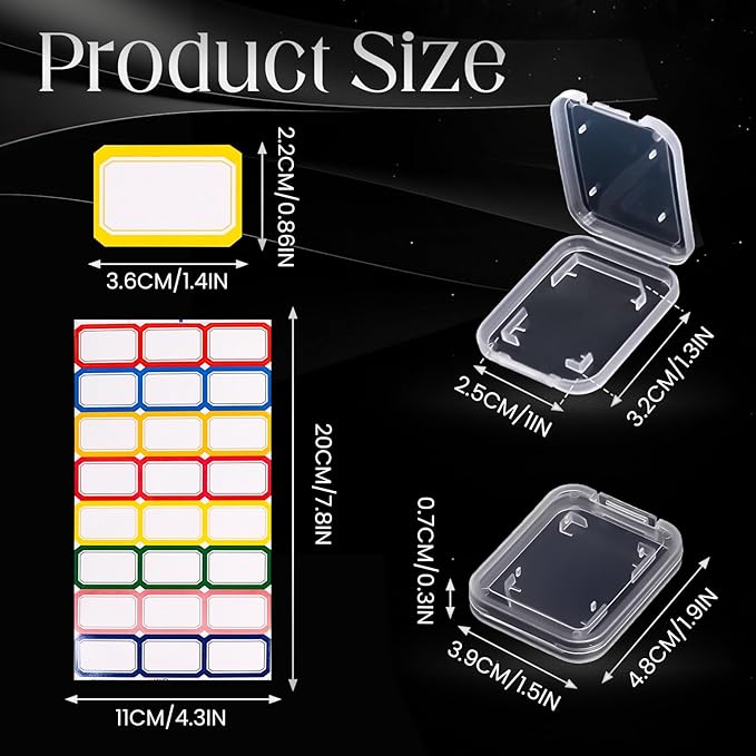 40 Pcs Clear SD Card Holder, Plastic SD Card Case with 48 Pcs Colorful Labels Standard SDHC SDXC Memory Cards Organizer Portable Photography Storage Accessories