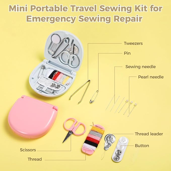 25 PCS Mini Travel Sewing Kits - Basic Portable Emergency Sewing Repair Kit, Including Threads Scissors Hand Sewing Needles for Beginner Traveler Sewing Lovers