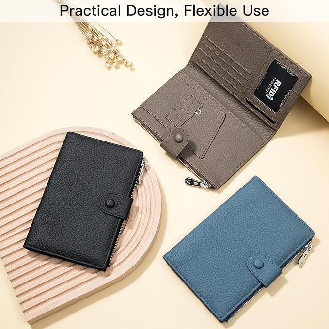 Genuine Leather RFID Blocking Passport Holder Wallet, Multi-Functional Travel Document Organizer with SIM Card Slots (Green)
