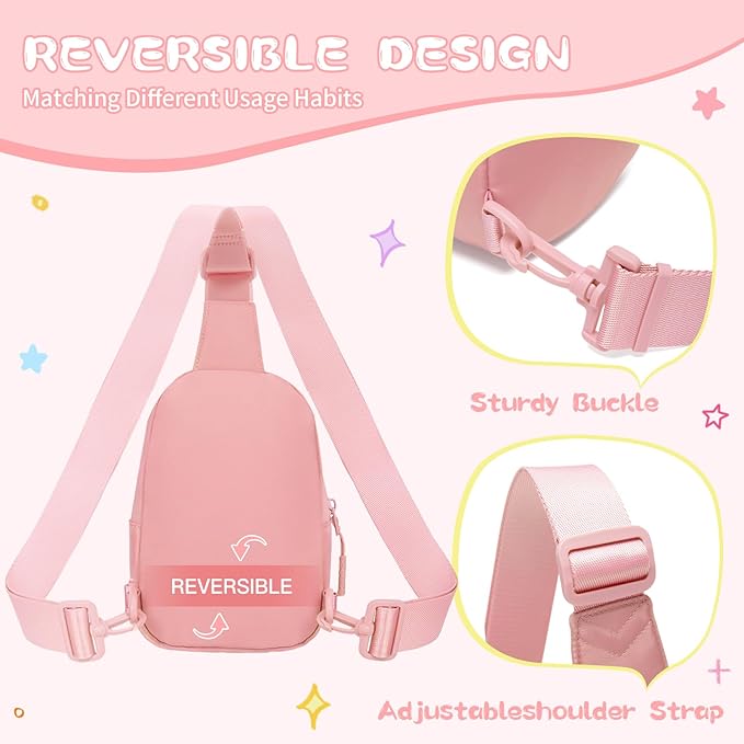 Viverte Birthday Gifts for Girls Small Clear Initial Sling Bag Crossbody Bag Purse Fanny Packs Personalized Monogrammed Gifts for Girls for Travel (Light Pink-I)