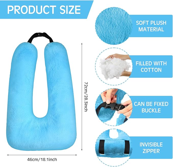 Barydat 2 Pcs Car Travel Pillow for the Back Seat 28 x 18 in Sleeping Reading Pillows for Distance Travel Car Cushion for Kids Adults Head and Body Support U Shaped Pad (Blue, Green)