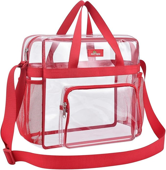 Bagenius Clear Tote Bag Stadium Approved, Game Day Satchel Bag with ‌Non-detachable Reinforced Strap for Concert, Work, Sport