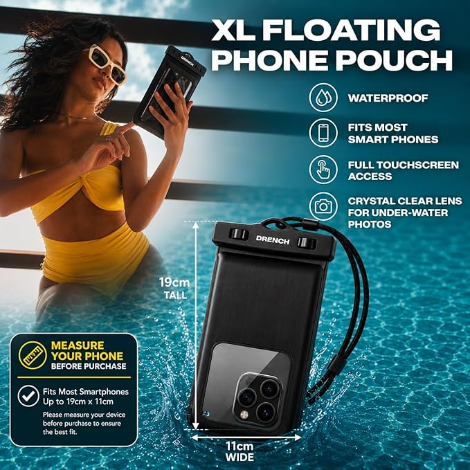 DRENCH Waterproof Fanny Pack with Floating Phone Pouch, IPX8 Submersible Waist Pack Dry Bag for Swimming, Snorkeling, Kayaking & SUP, Waterproof Belt Bag for Beach, Travel & Water Sports