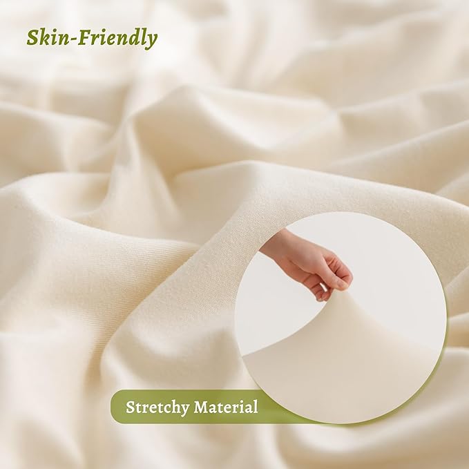 Stretchy Body Pillow Case Cover - Jersey Knit Long Pillowcase for Body Pillow, 1 Pack - Envelope Closure & Skin-Friendly, Soft and Breathable for Sleeping, 20"x54", Beige