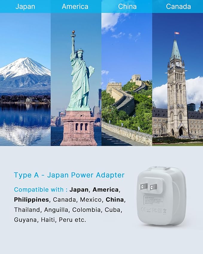 US to Japan Plug Adapter, VINTAR 2 Prong to 3 Prong Outlet Adapter with 2 AC Outlets and 2 USB Ports, Japan Travel Power Adapter for USA to Japanese China Canada Philippines, Type A
