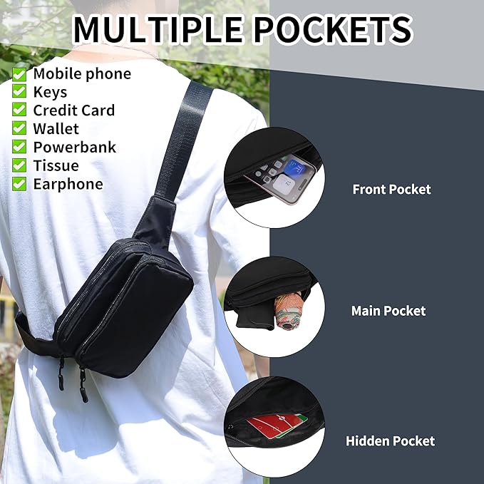 Fanny Pack Nylon Mini Belt Bag Everywhere Belt Bag for Women Water Repellent Waist Packs Crossbody Bags with Adjustable Strap