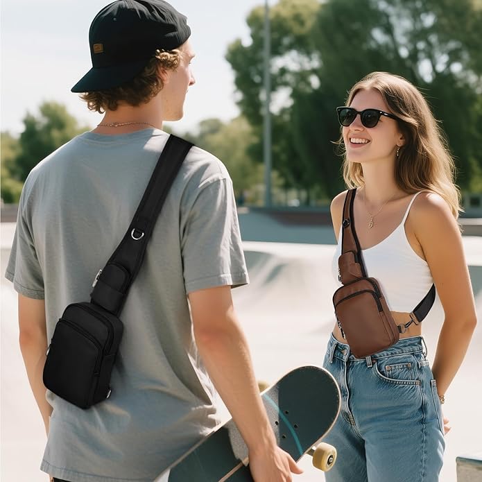 BROADREAM Sling Bag, Crossbody Bag with Anti-Theft Lock Zipper, RFID Blocking & Water Resistant for Travel Work Sport