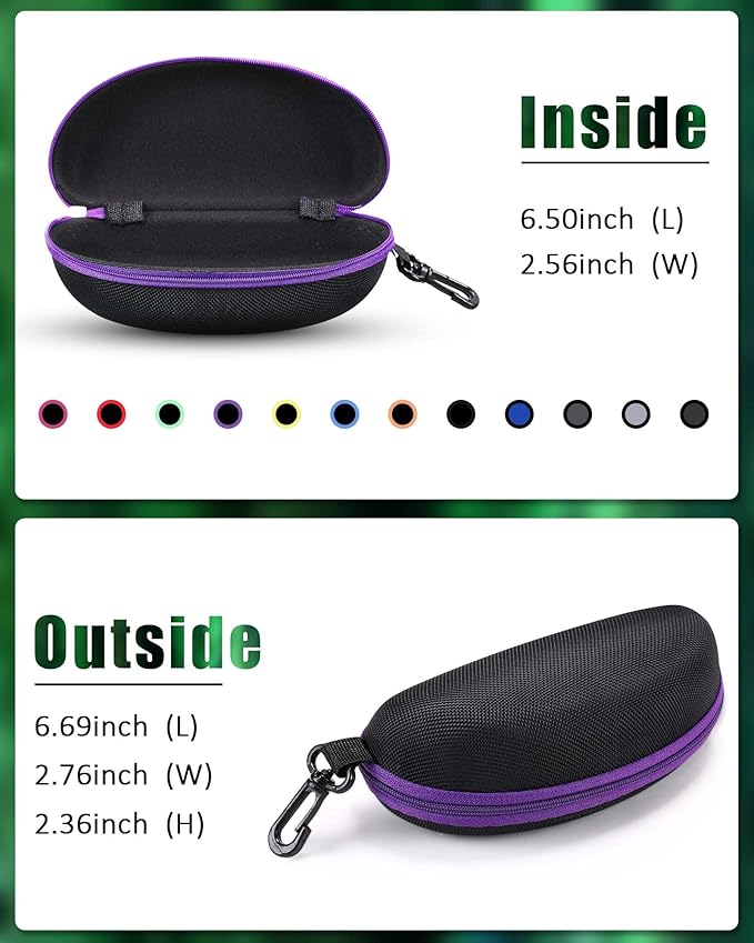 Weewooday 12 Pack Zipper Shell Sunglasses Case Hard Shell Eyeglasses Case Portable Travel Glasses Case for Men Women